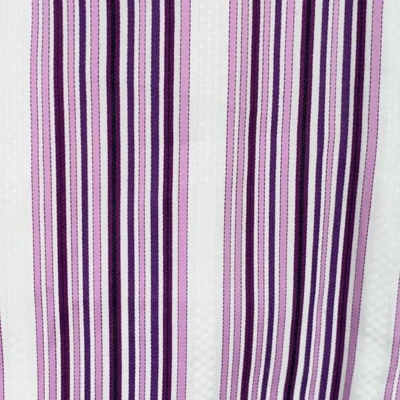 BUGATCHI UOMO Size XXL Purple White Stripe Cotton Long Sleeve Shirt - Picture 2 of 8